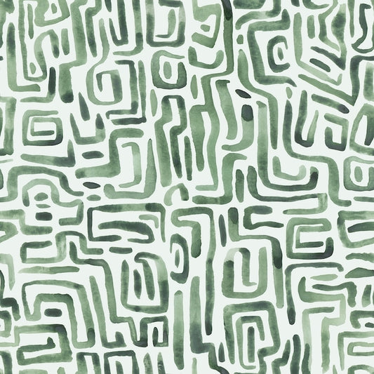 Green Aquarelle Geometric Wallpaper Mural