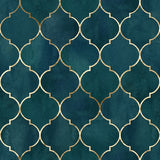 Moroccan Teal Geometric Wallpaper Mural