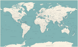 Blue and White World Map Wallpaper Mural