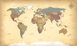 Old School World Map Wallpaper Mural