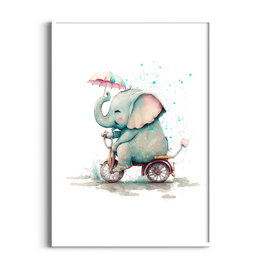 Elephant on Bicycle | Kids Art Print