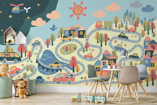 Adventure Highway Children's Wallpaper Mural
