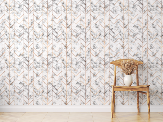 Herringbone Marble Tile Wallpaper Mural