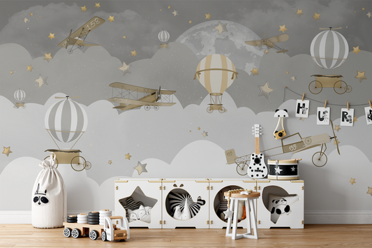 Aviator's Dreamland Children's Wallpaper Mural