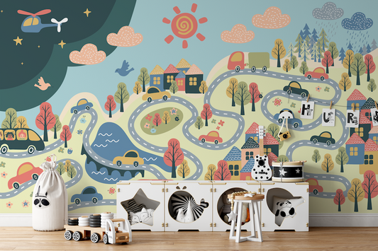Adventure Highway Children's Wallpaper Mural
