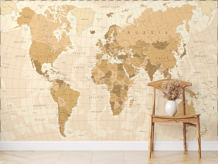 Vintage World Map Wallpaper Mural