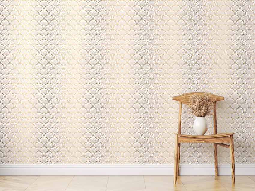 Ornamental Shells in Gold Art Deco Wallpaper Mural