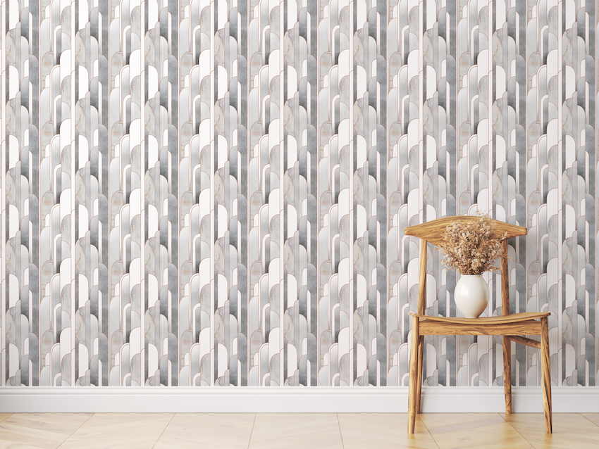 Abstract Geometric in Grey Art Deco Wallpaper Mural