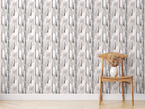 Abstract Geometric in Grey Art Deco Wallpaper Mural