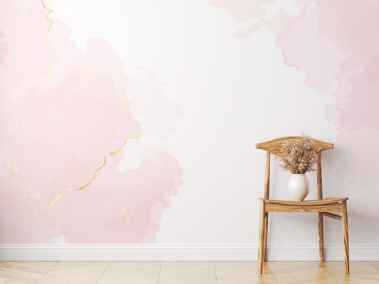 Pink, Gold and White Marble Wallpaper Mural