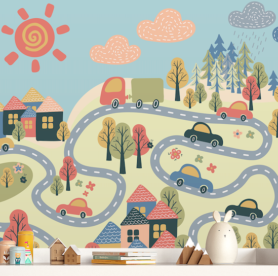 Adventure Highway Children's Wallpaper Mural