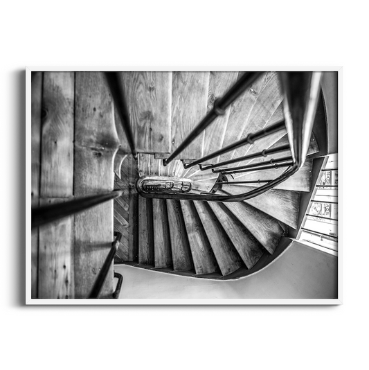 Wooden Staircase, Paris | Black and White Art Print
